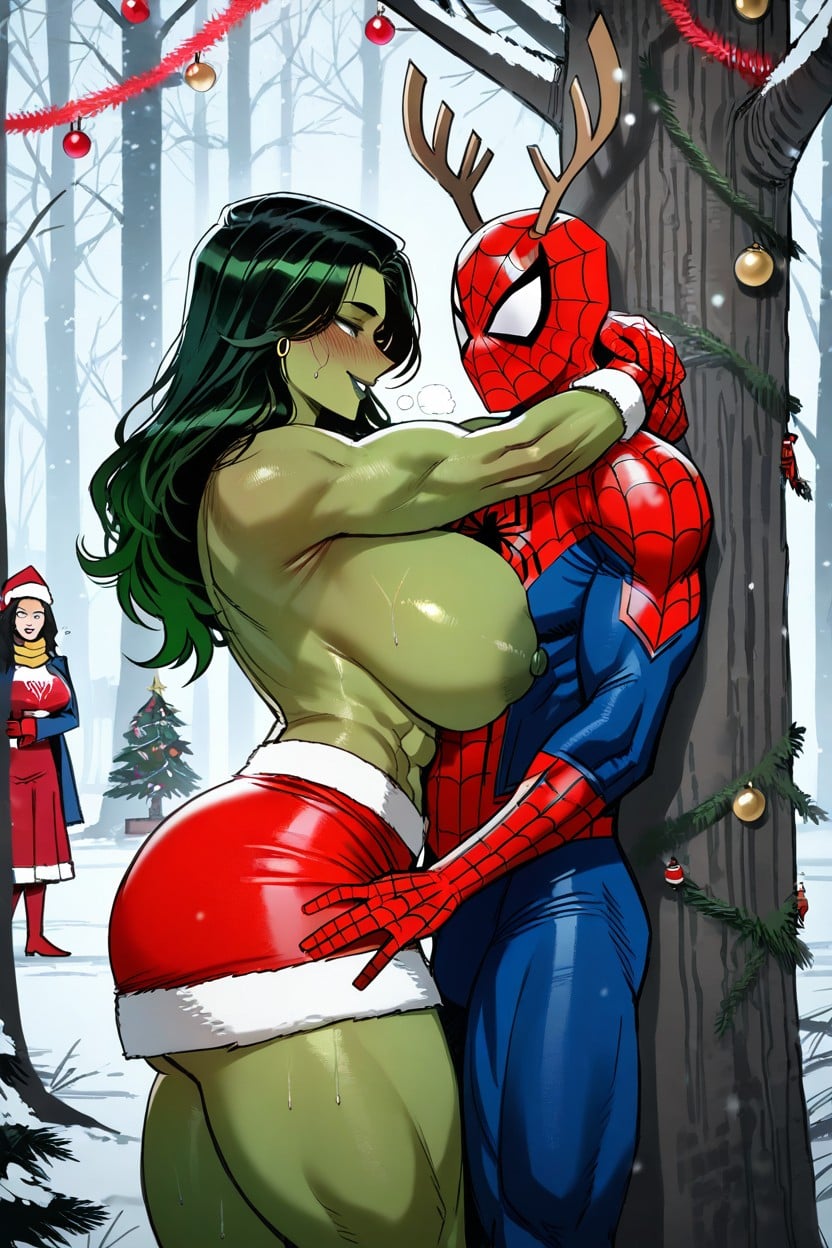 Nipples Exposed Dark Green Nipples, Green Skin, Huge Breasts Hentai AI Porn