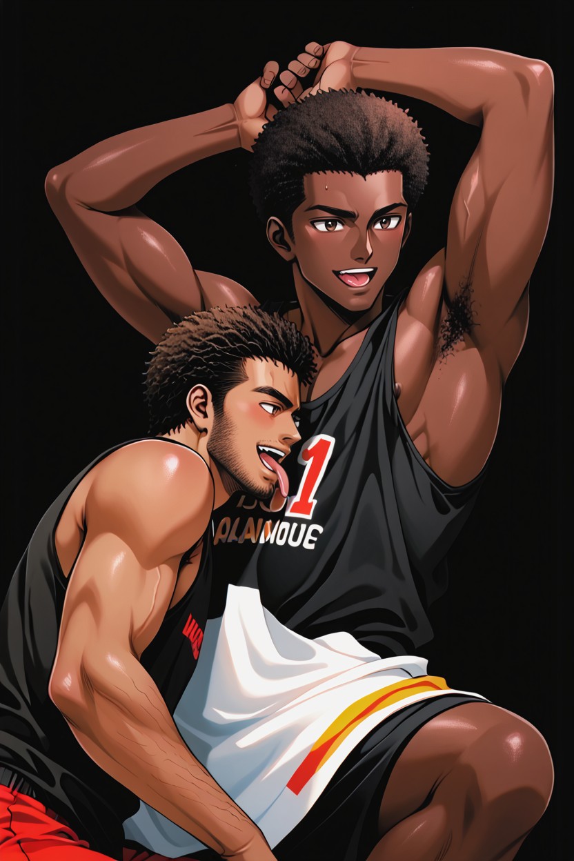 African Man Has Tightly Coiled Afro Hair, Tamil Man, Both Are AI Gay Porn