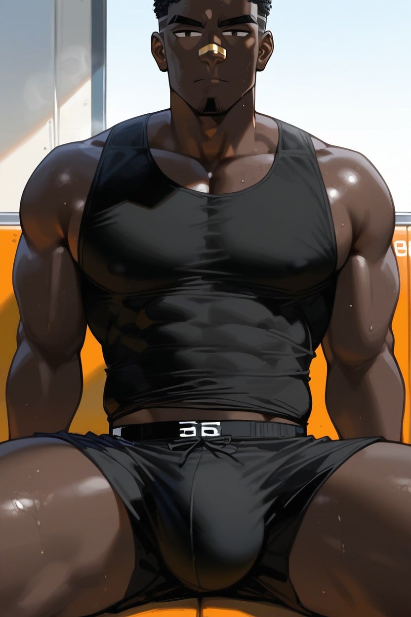 Very Dark Complexion, Looking Out, Deep Ebony Skin ゲイAIポルノ