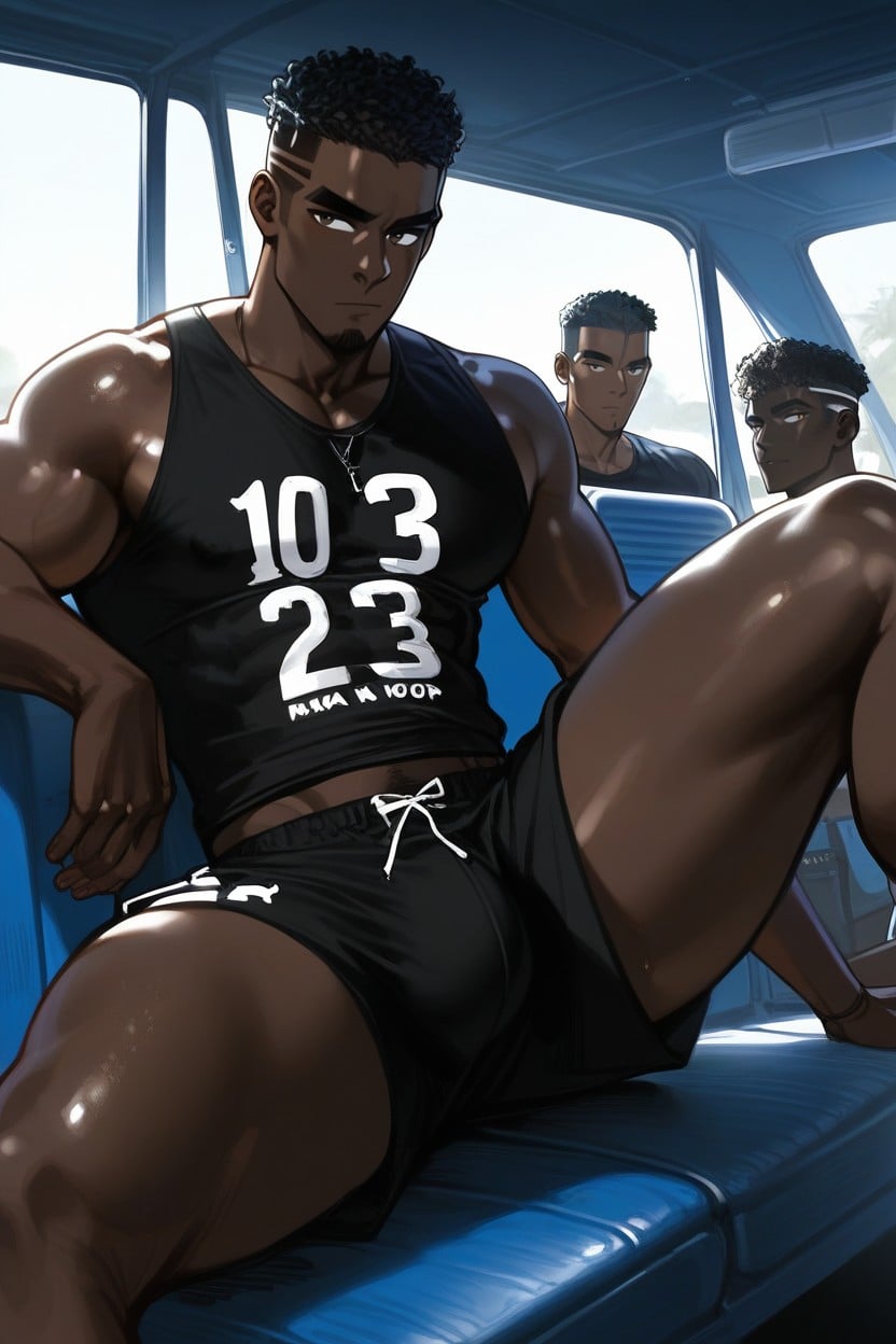Basketball, Black African Skin, Very Dark Complexion AI Gay Porn