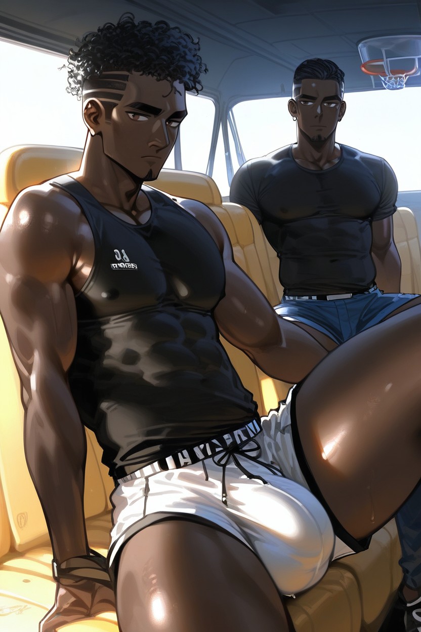 Ultra Darkskin, African Hair, Basketball AI Gay Porn