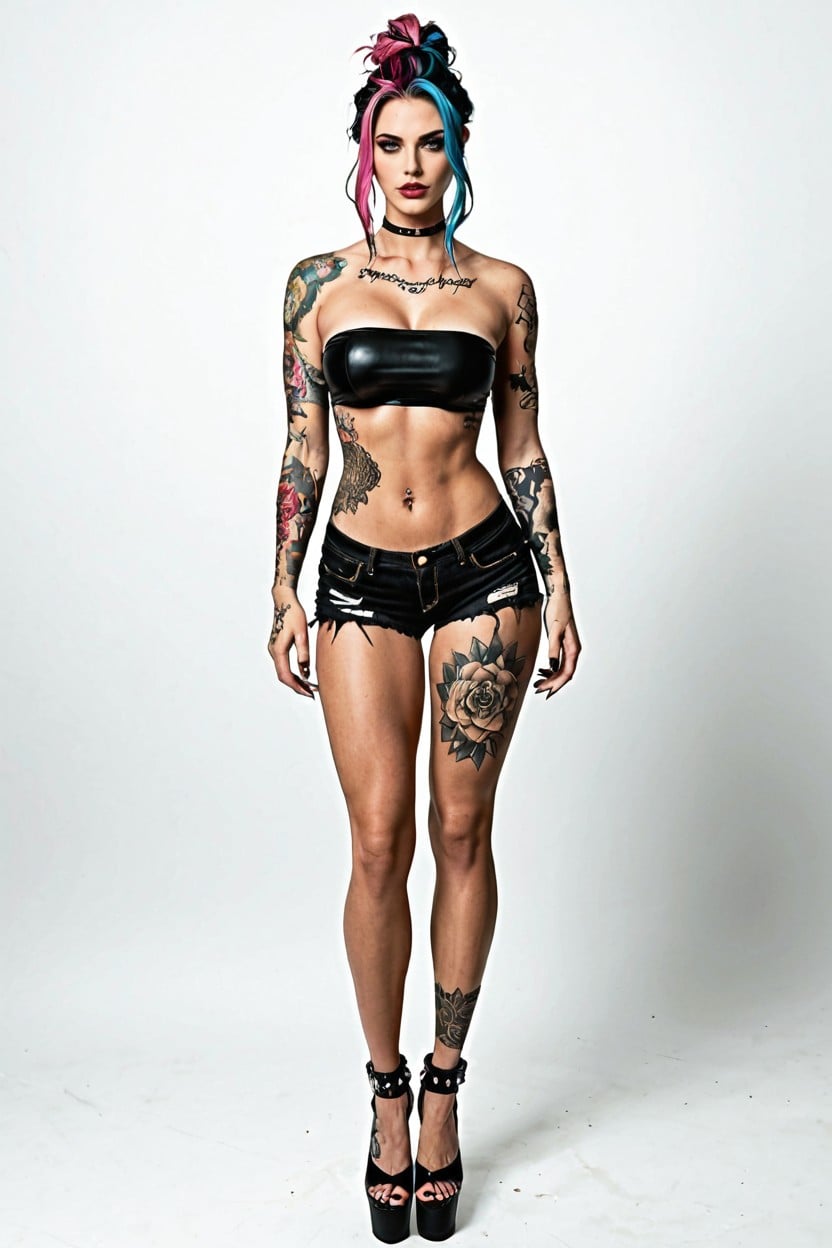 Tatuaje, Bubble Butt, Leg Tattoos Porno IA