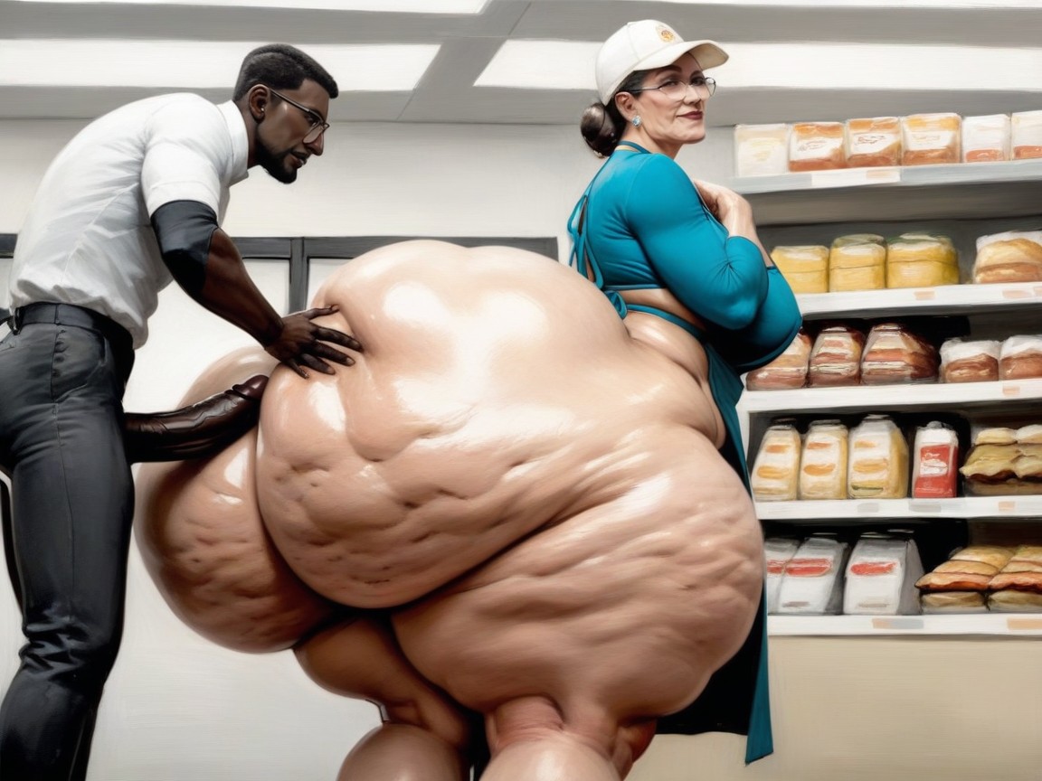 Mega Ass, Gigantic Tits, Interracial AI Porn