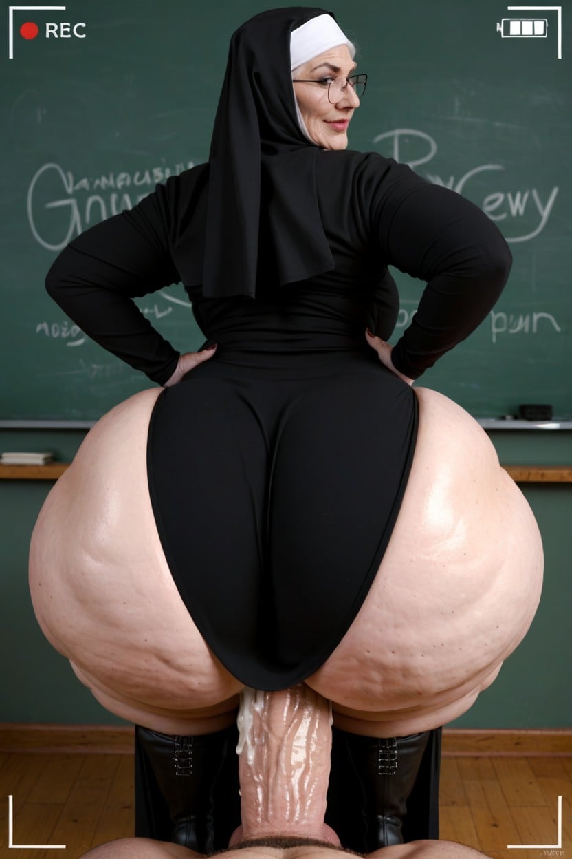 Pale Skin, Nun Outfit, Giant Ass AI Porn