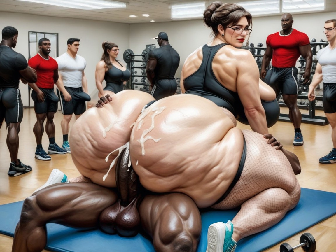 Mega Ass, 30+, Black Male Cum On Ass AI Porn