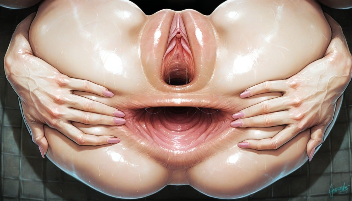 Legs Spread, Asshole So Gaped You Can See Inside, Gaped Asshole AI Porn