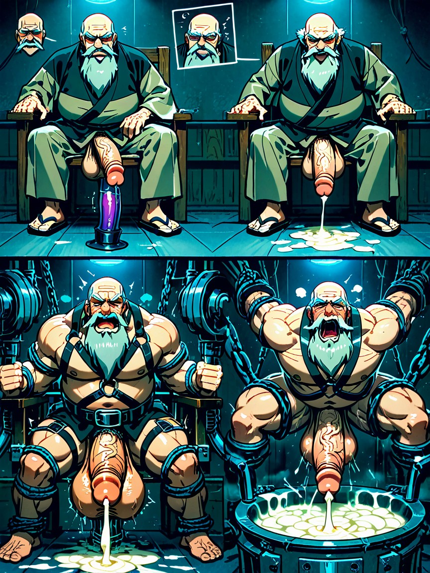 Horny High Expression, Gray Hair With A Bald Spot On Top, Not Wearing Clothes AI Gay Porn