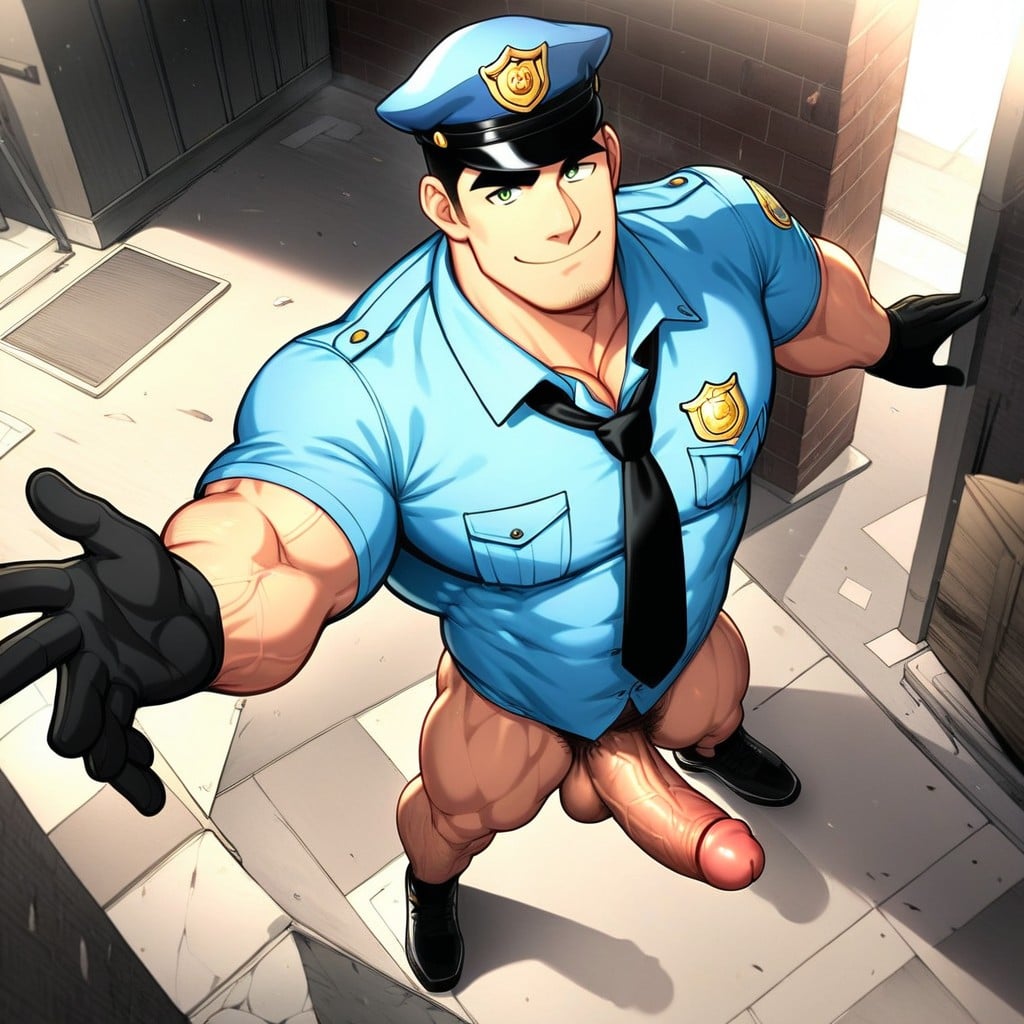 Smile, Dimly Lit, Policeman AI Gay Porn