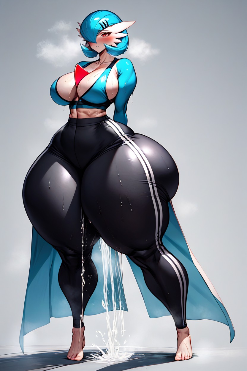Huge Legs, Water Pouring Off Legs, Hyper Huge Thighs Hentai AI Porn
