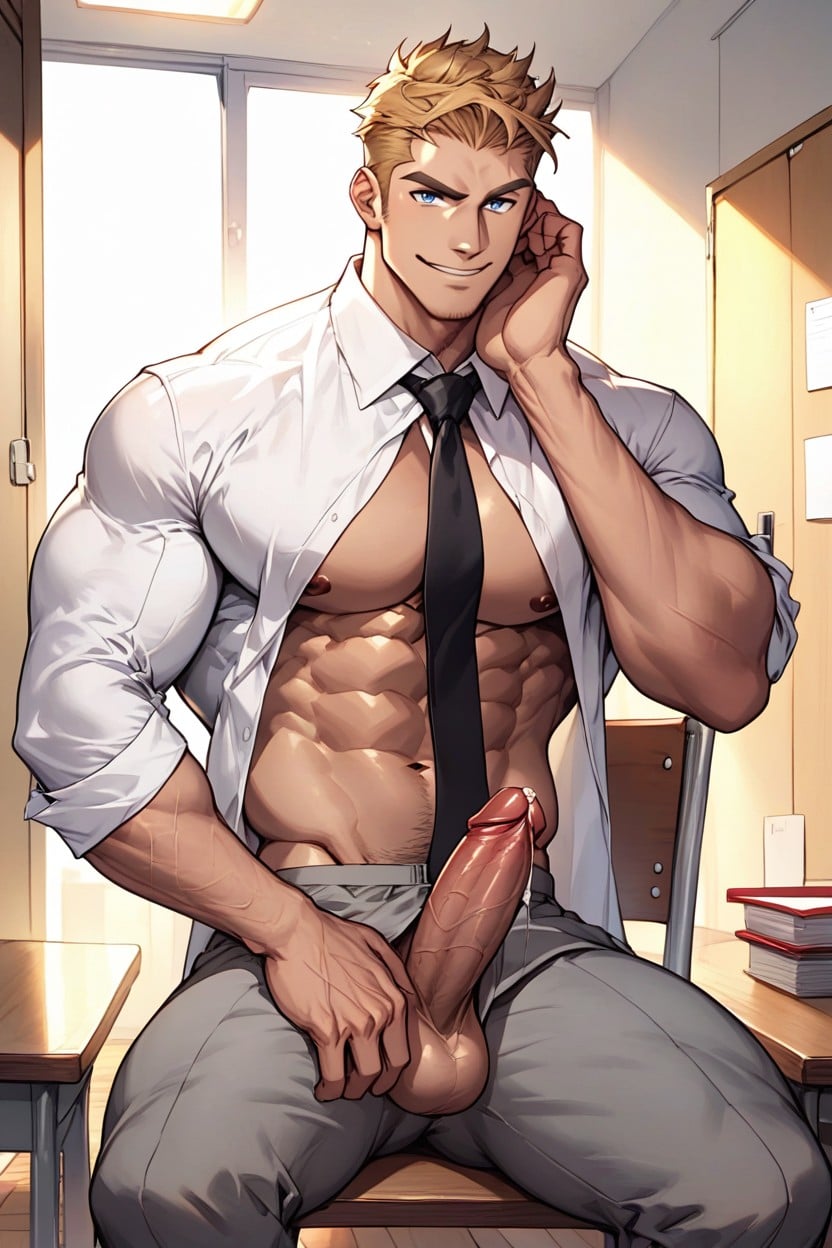 Sitting On Chair, Stomach, Solo AI Gay Porn