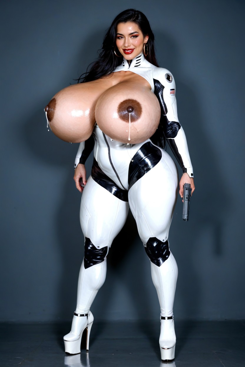 Standing, Hyper Ultra Realistic, Holding A Pistol AI Porn