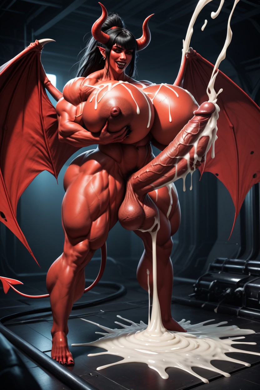 Huge Erected Nipples, Gigantic Abdominal Obliques, Hyper Excessive Cum Shemale AI Porn