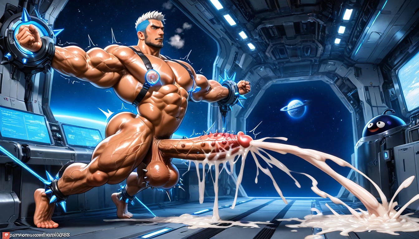 Huge Glans, Mouth Open, Impossibly Long Hyper Penis AI Gay Porn