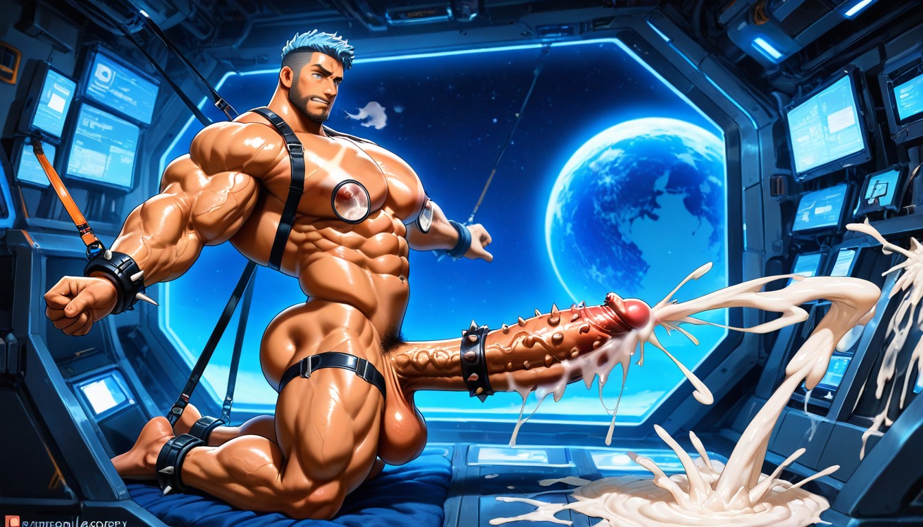 Undercut Hair, Oversized Muscles, Transparent Nipple Cups AI Gay Porn
