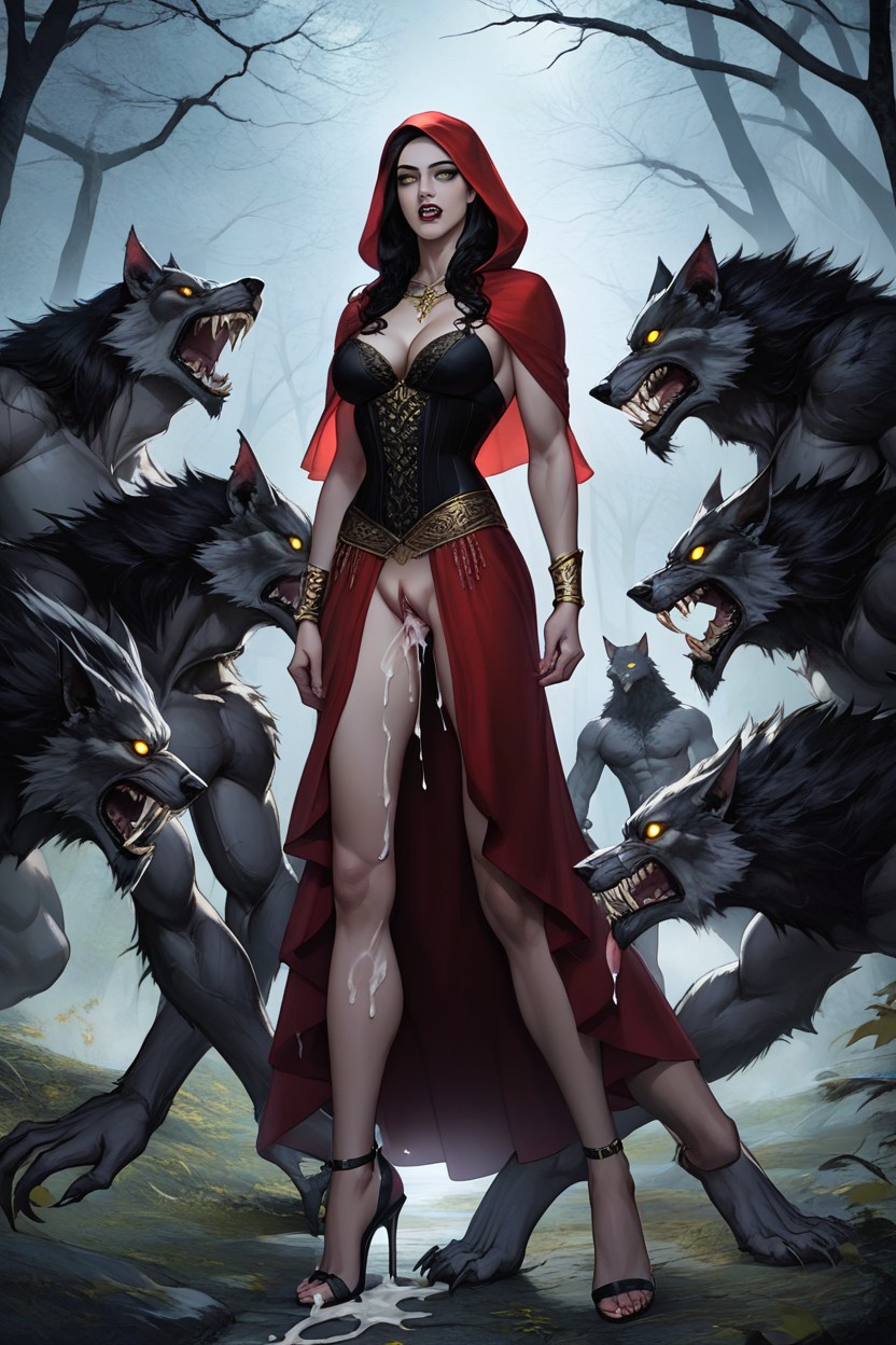 Vampire, High Heels, Glowing Yellow Eyes AI Porn
