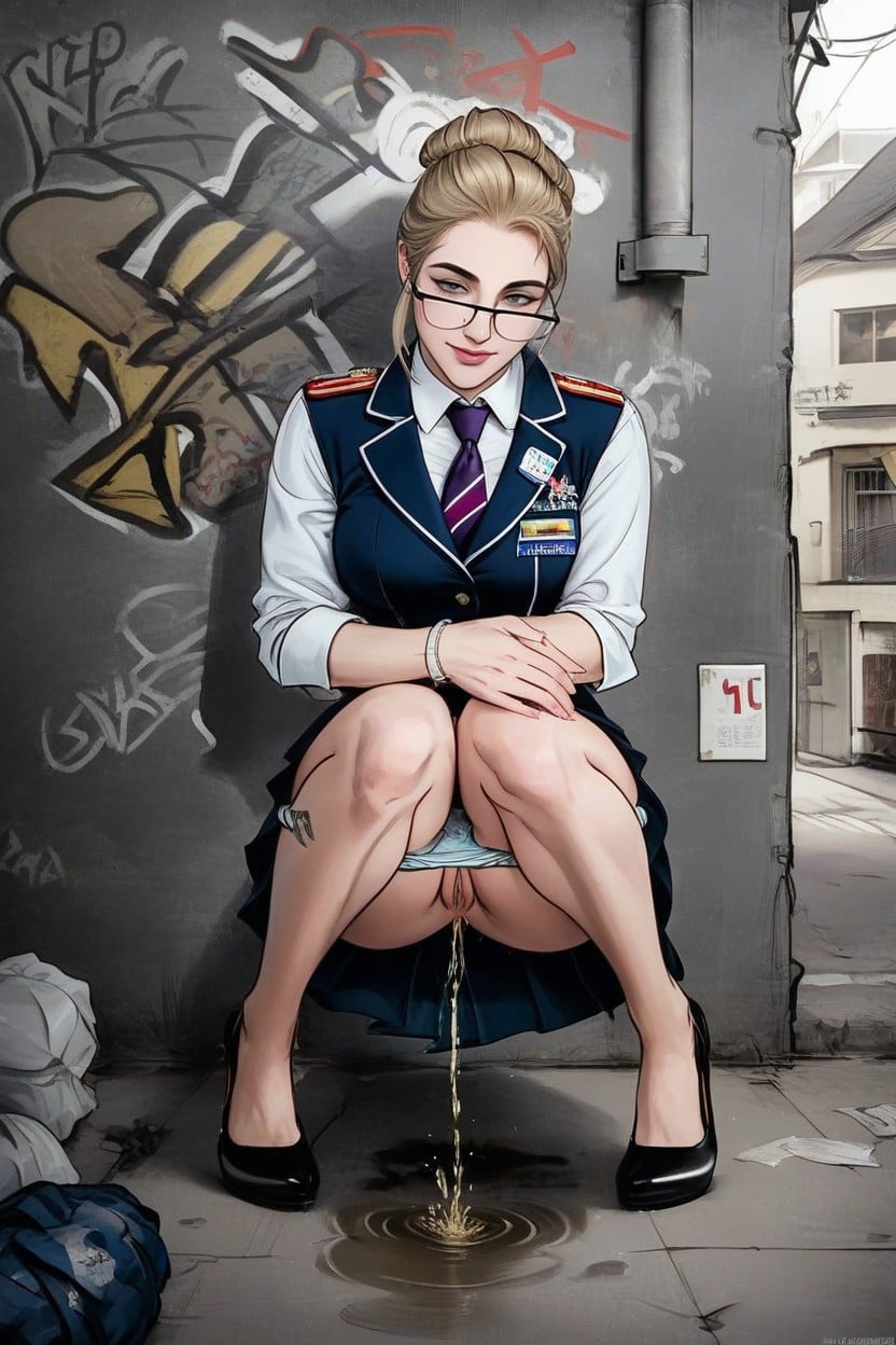 Uniform, Squatting, Fully Clothed Hentai AI Porn