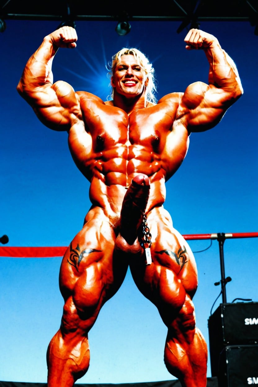 Flexing Biceps, Eight Pack Abs, Face Shemale AI Porn