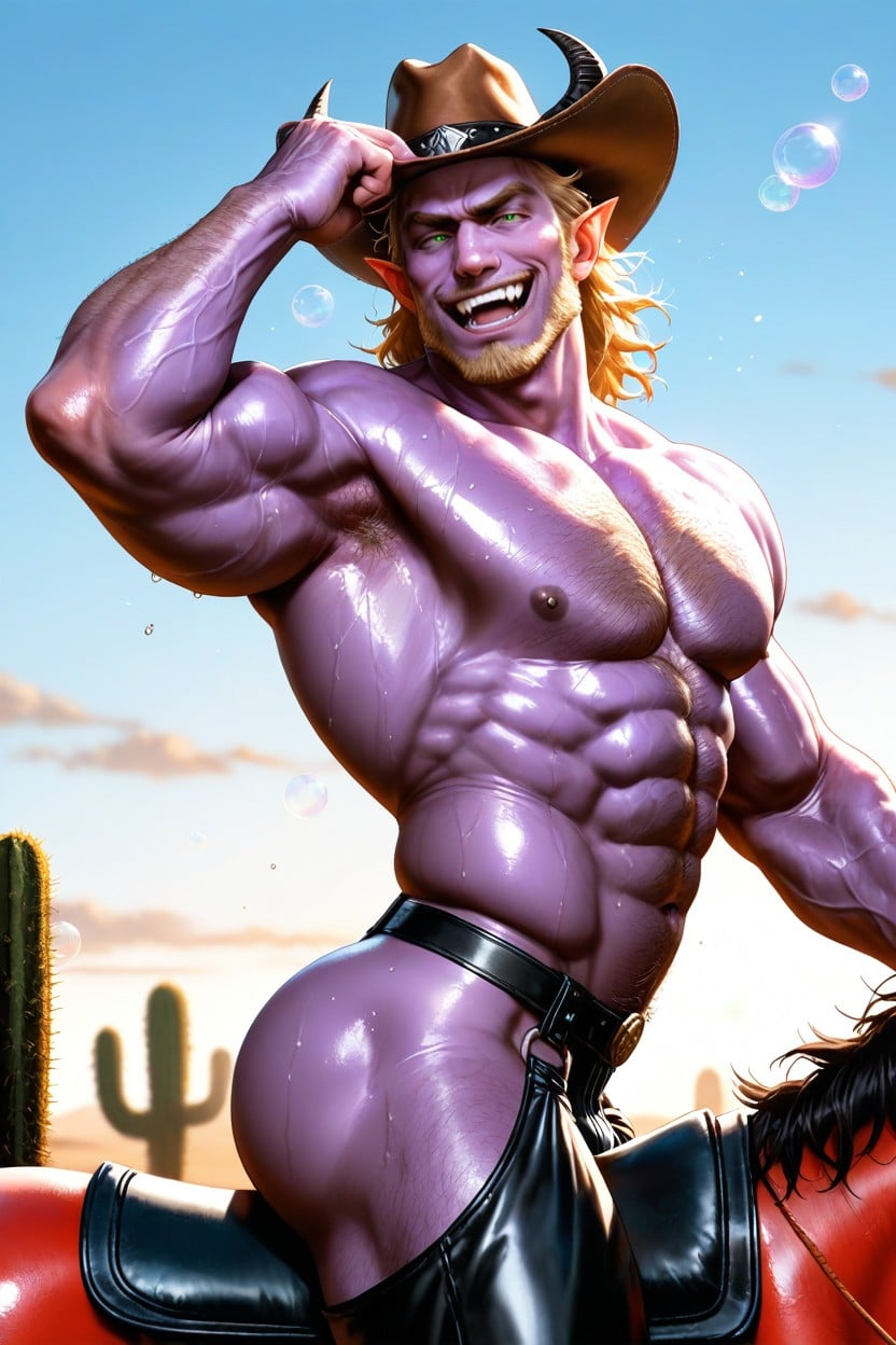 Purple Skin, Assless Chaps, Fit Body ゲイAIポルノ
