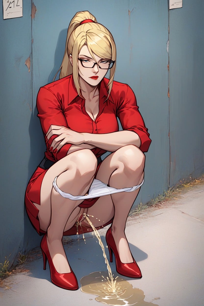 Clean White Panties Pulled Down To Legs, Eyes Rolled, Graffity On Walls Hentai AI Porn