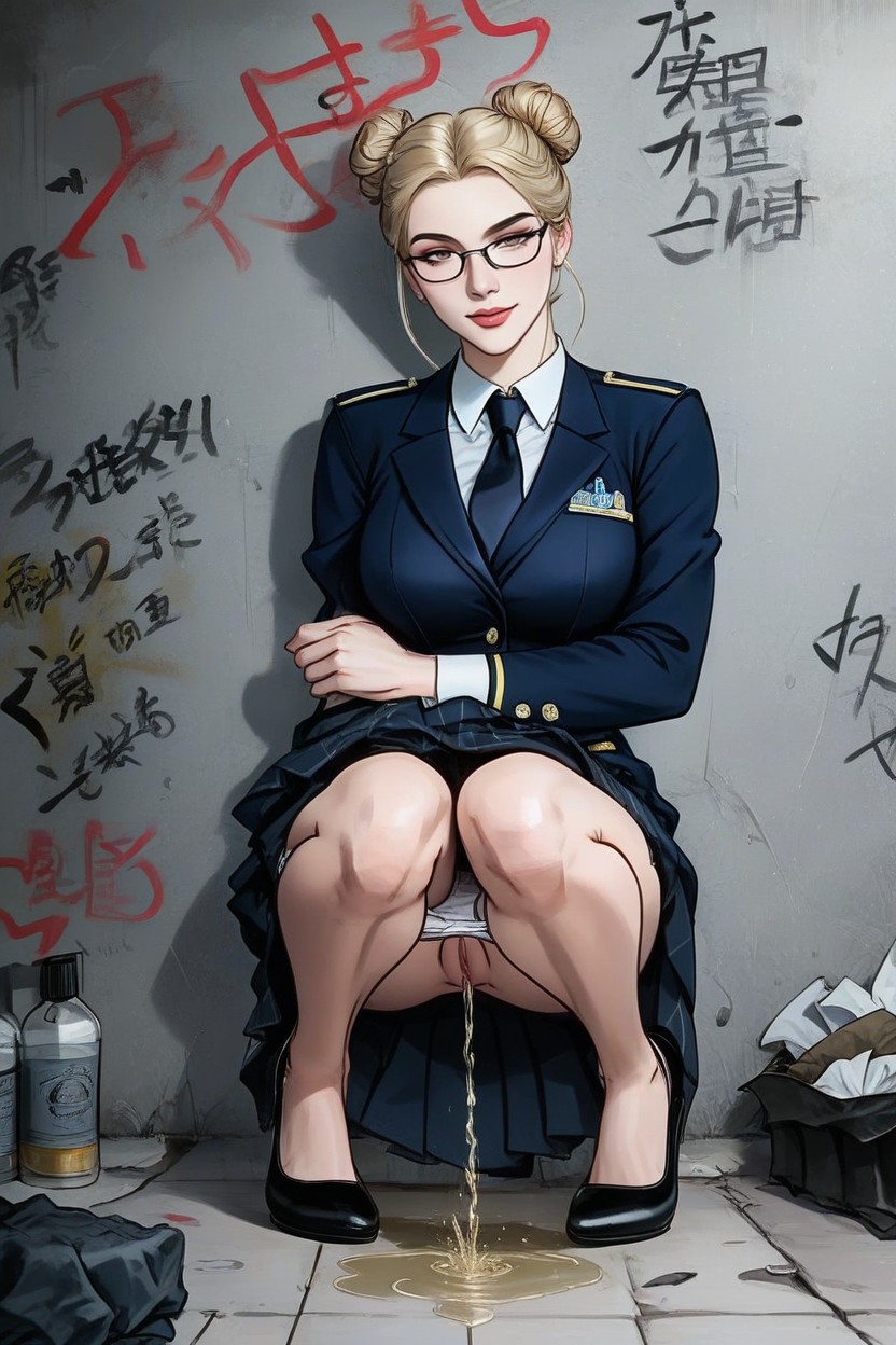 Is Pouring Out Of A Bottle, Pantyhose Pulled Down To Knees, Pussy Pee Hentai AI Porn