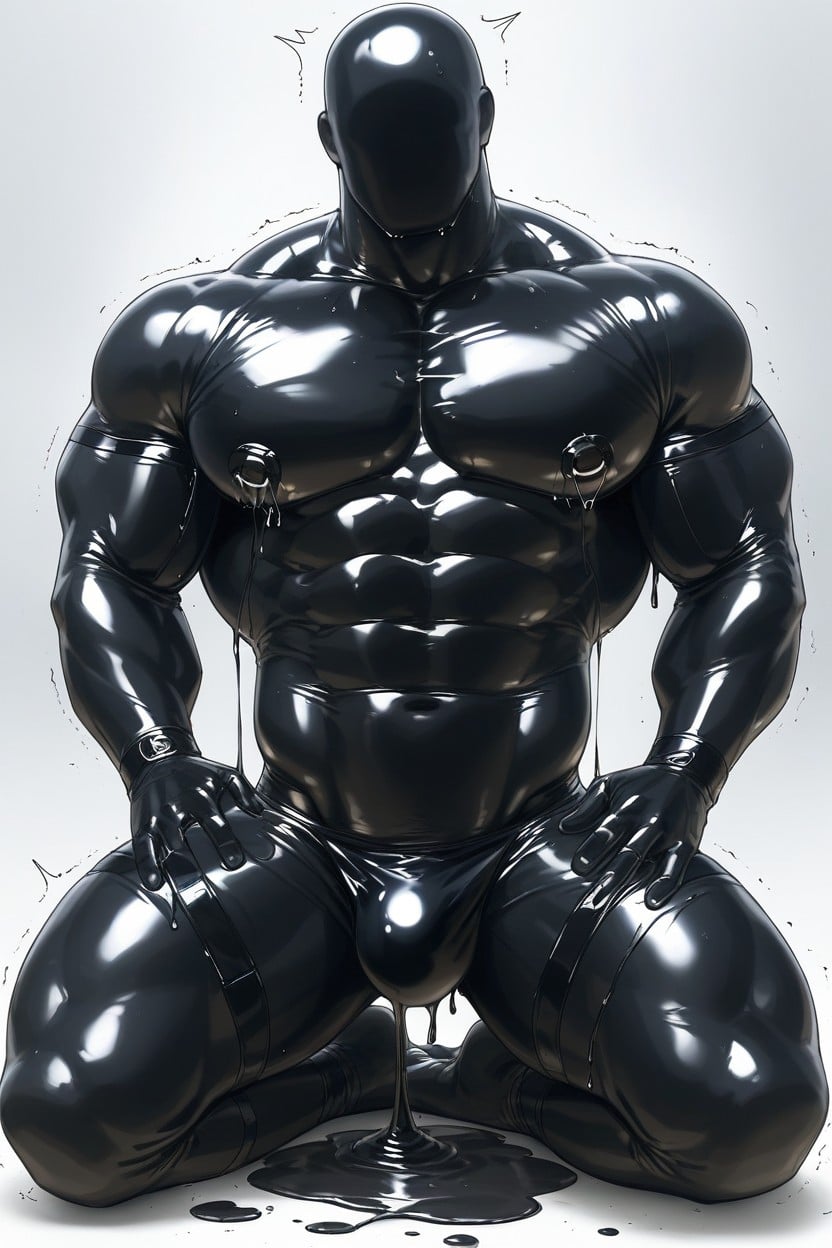 Smooth Groin, Transparent Neck, Black Liquid Man AI Gay Porn