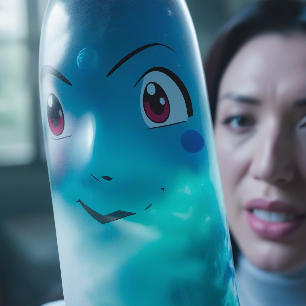 Transparent Dildo-shaped Glass With Wailing Creepy Souls Inside, Pokemon Anime Art Style, The Souls Seem Frozen Mid- AI Porn