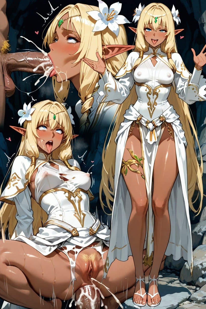 Spherical And Bouncing Breast, Arched, Rock Stone Underground Cavern Setting Hentai AI Porn