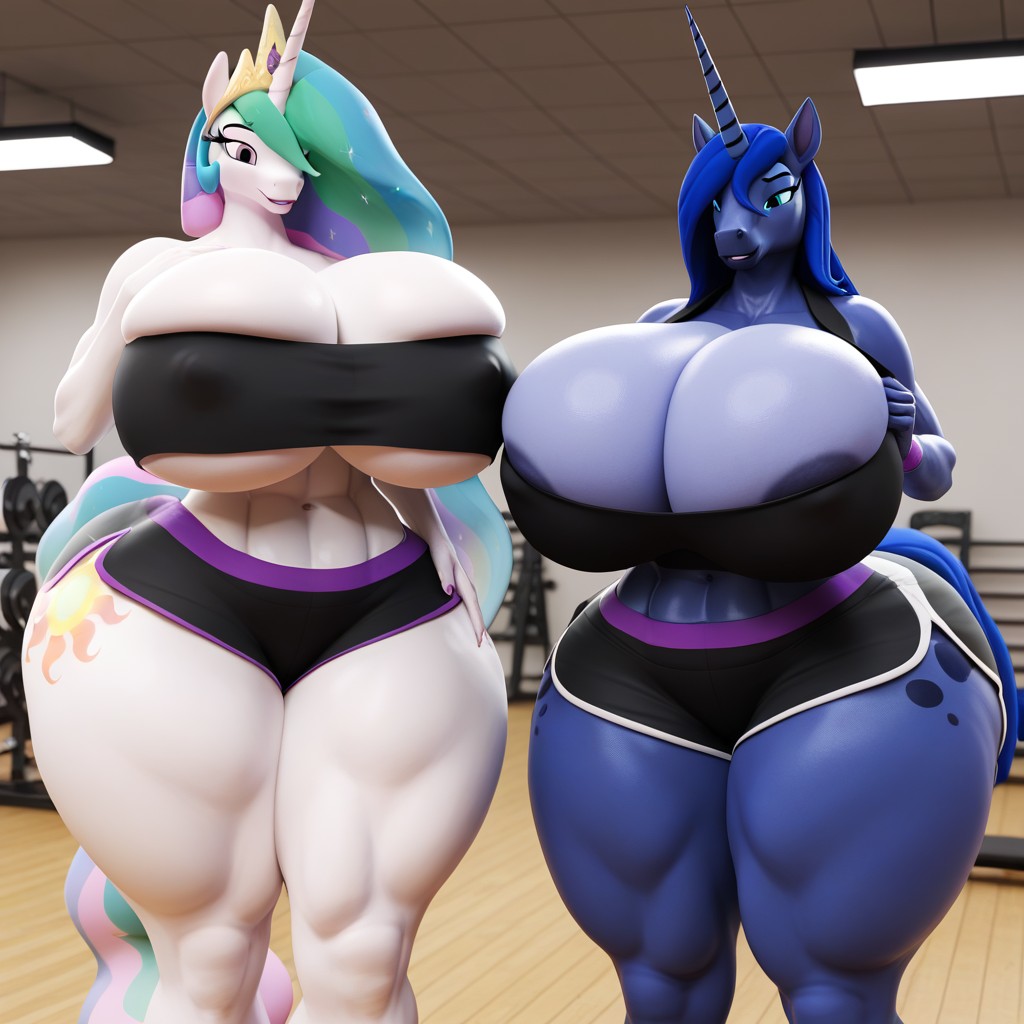 2 People, Crop Top, Cotton Shorts Furry AI Porn