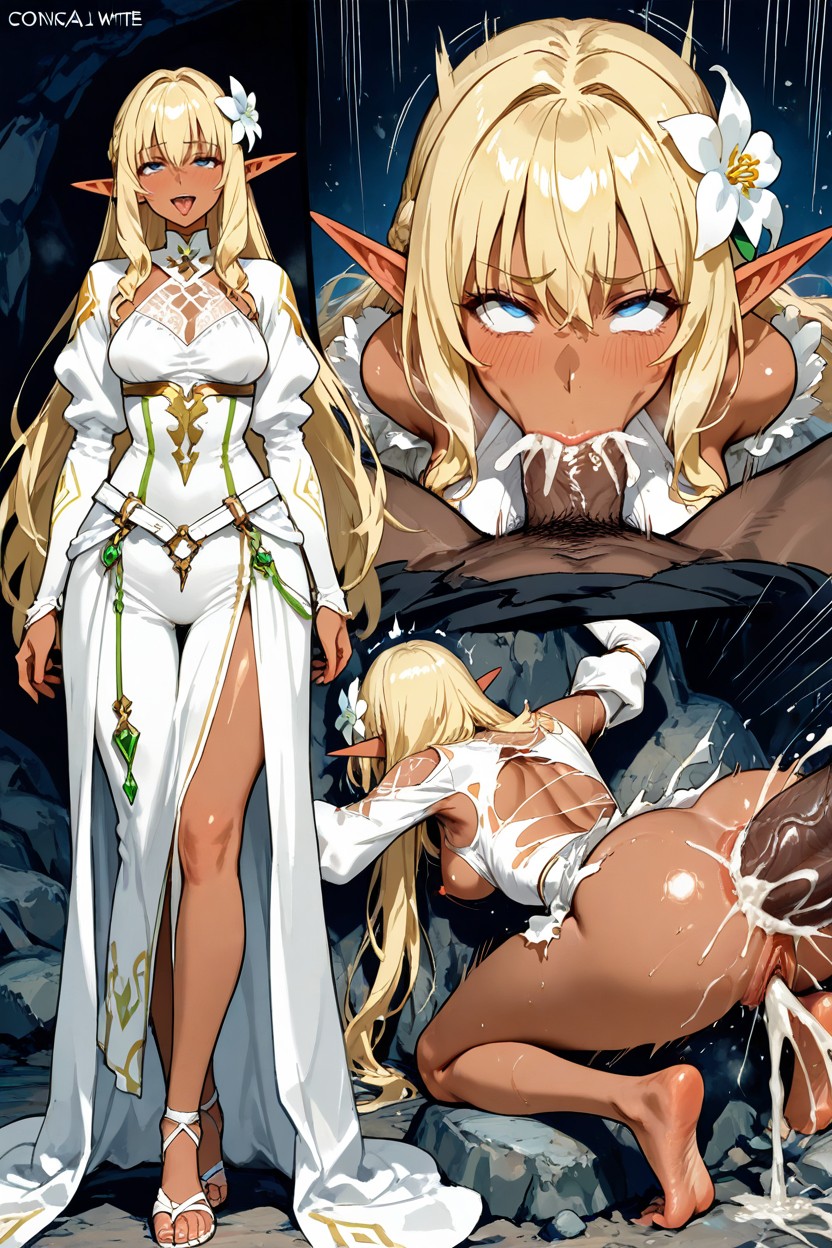 Spherical And Bouncing Breast, Canonical White Fantasy Outfit, Each Views Depict Anal Hentai AI Porn