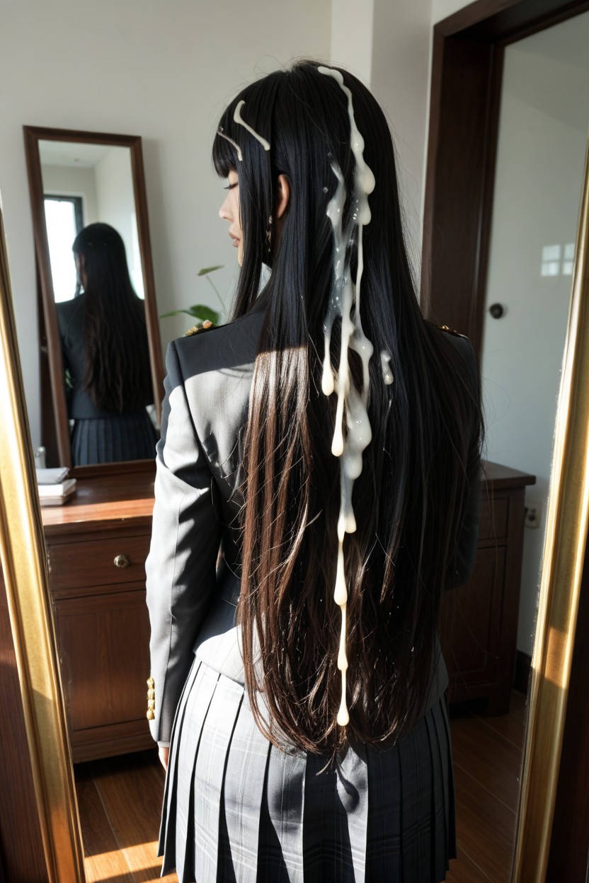 Close Up Hair, Insanely Long Hair, Large Hair Volume Asian AI Porn
