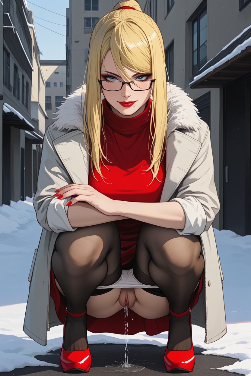 Exaggerated Jet Of Pee, Close Up View, In Hiding Place Hentai AI Porn