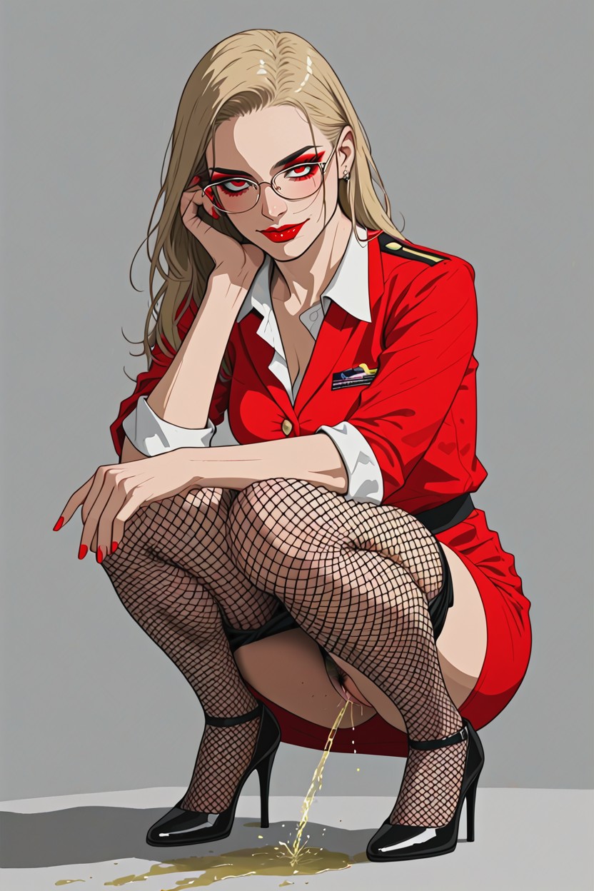 Skinny, Blonde Hair, Eye Contact Hentai AI Porn