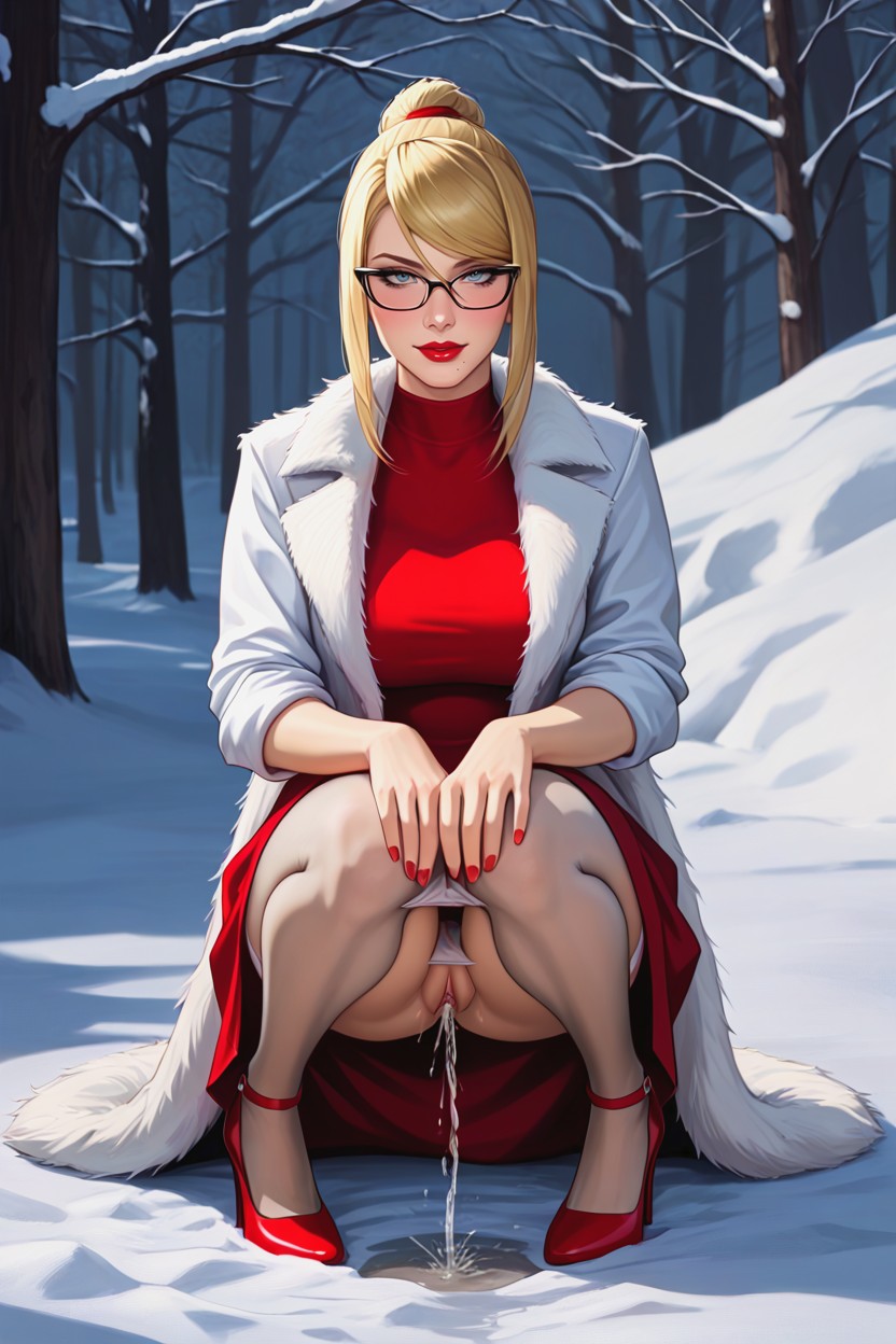 Sexy Beautiful Legs, Holandesa, Holding Her Dress With Her Hands Hentai IA