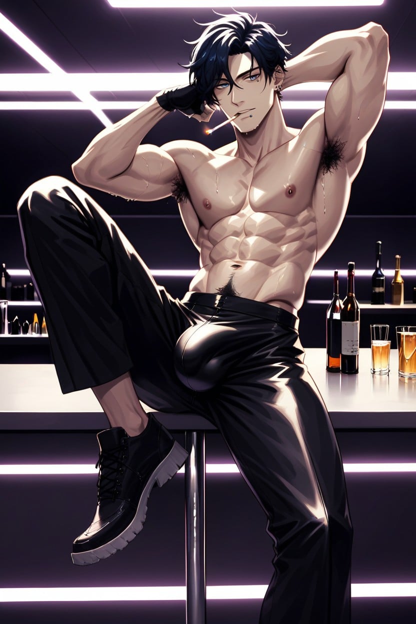 Armpit Hair, Hair In Eyes, 退屈している ゲイAIポルノ