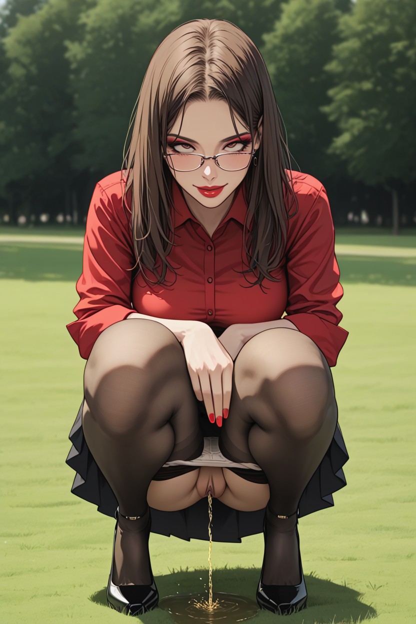 Sexy Peeing, Eyeliner, Highlited Hem Hentai IA