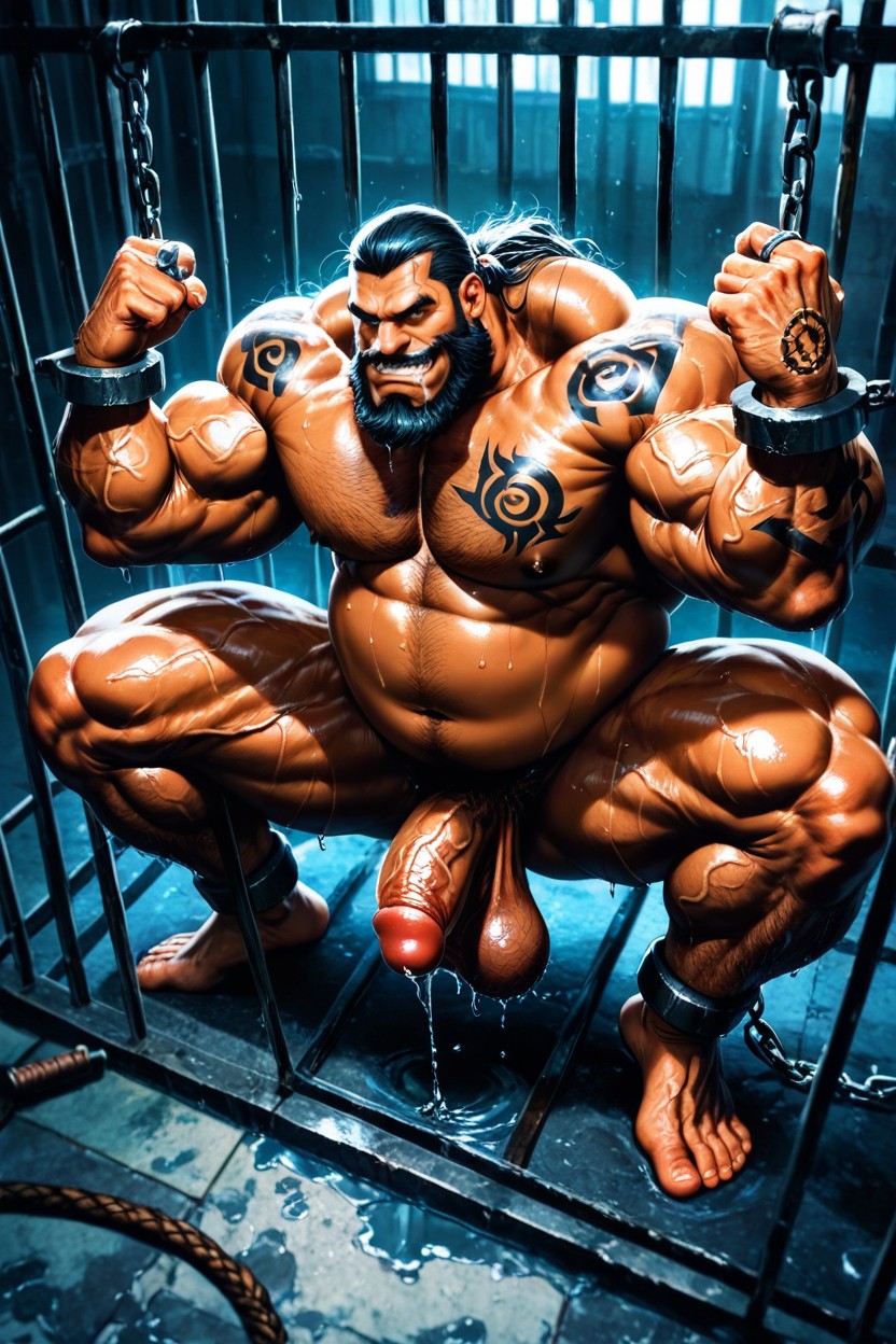 刑務所, Exaggerated Balls, Shackles On Wrists ゲイAIポルノ