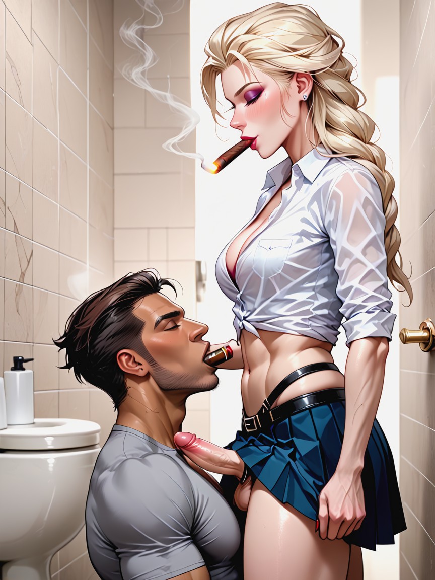 Futa Smoking Cigar In Mouth, Male Totally Naked, Skinny AI Porn