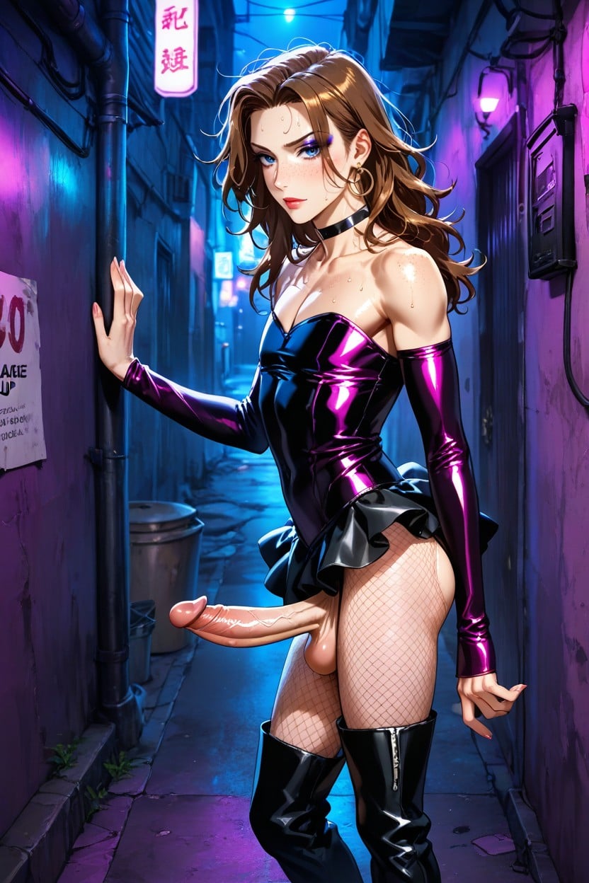 胴体より大きな尻, Smudged Makeup, Messy Hair ゲイAIポルノ