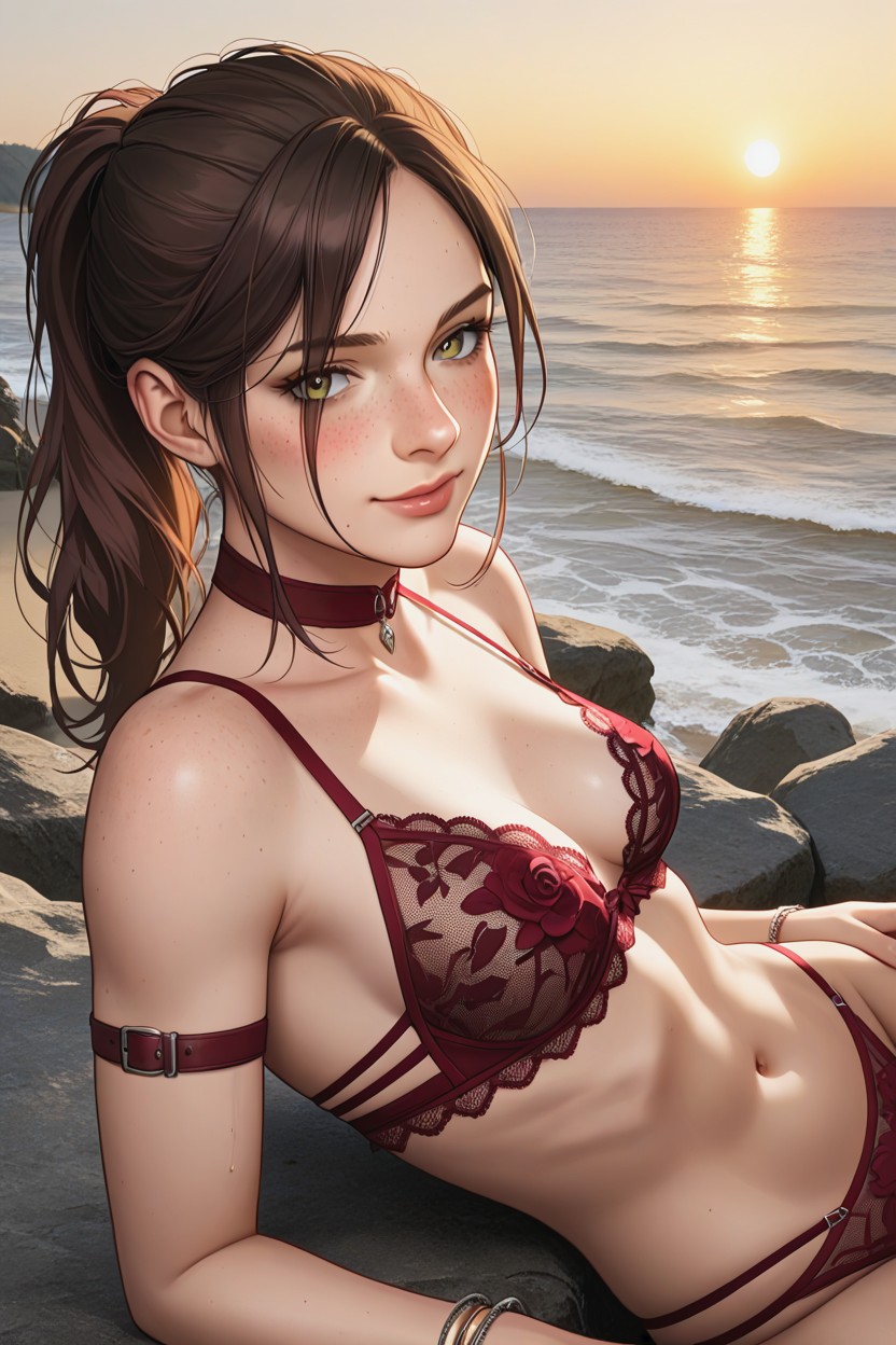 Ankle Bracelets, Top Down, Small Breasts AI Porn
