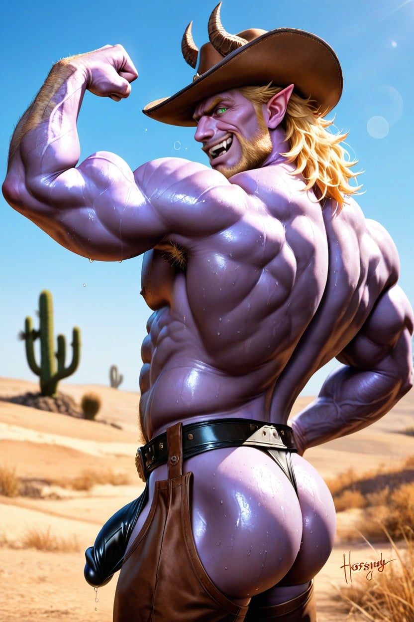 Happy Trail, Horseriding, ブロンドの髪 ゲイAIポルノ