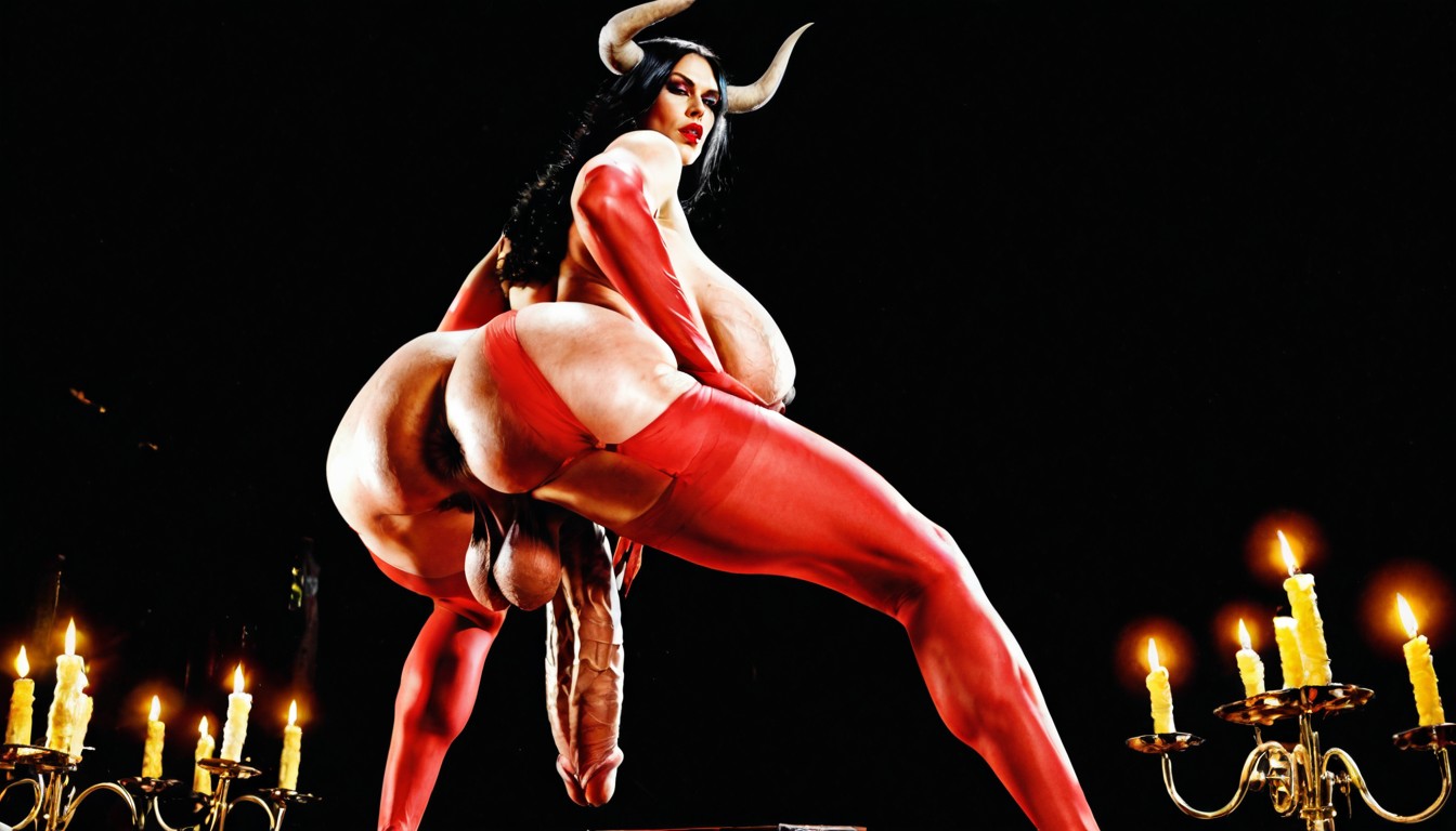 Ultra Thick Penis, Minotaur Succubus, Extremely Pale Skin Shemale AI Porn