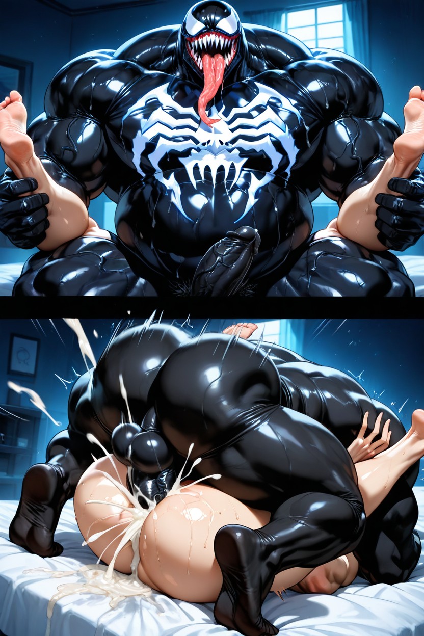 Sharp Teeth Bared, Long Dripping Tongue Lolling Out, Intense Erotic Atmosphere AI Gay Porn