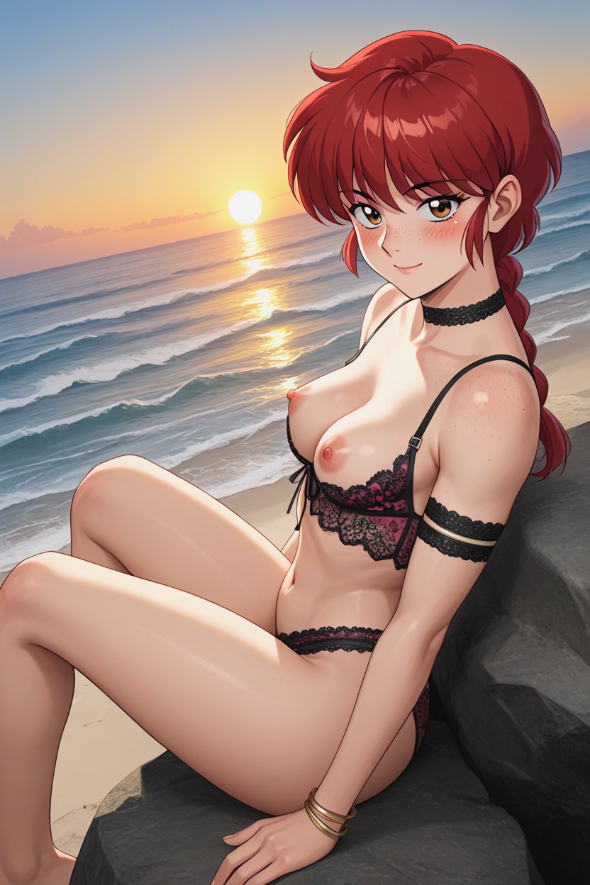 Seductive, At Sunset, Nipples AI Porn