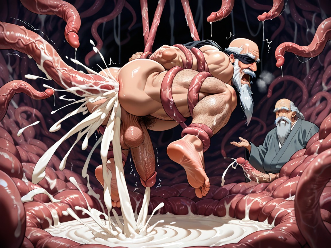 Oldman Only, A View From Below The Penis Looking Up, Excessive Cum Everywhere AI Gay Porn