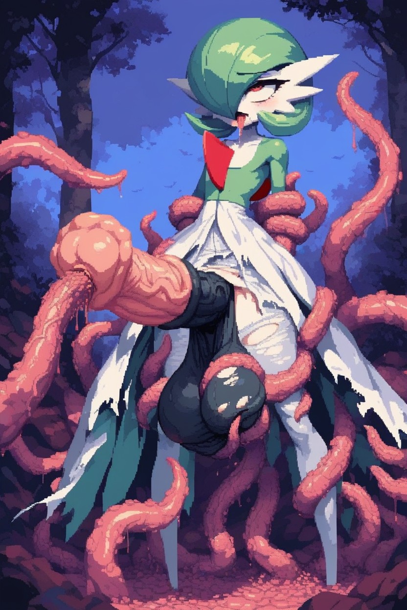 Pink Penis, Tentacles Coiling Around Penis, Many Thick Pink Tentacles AI Porn