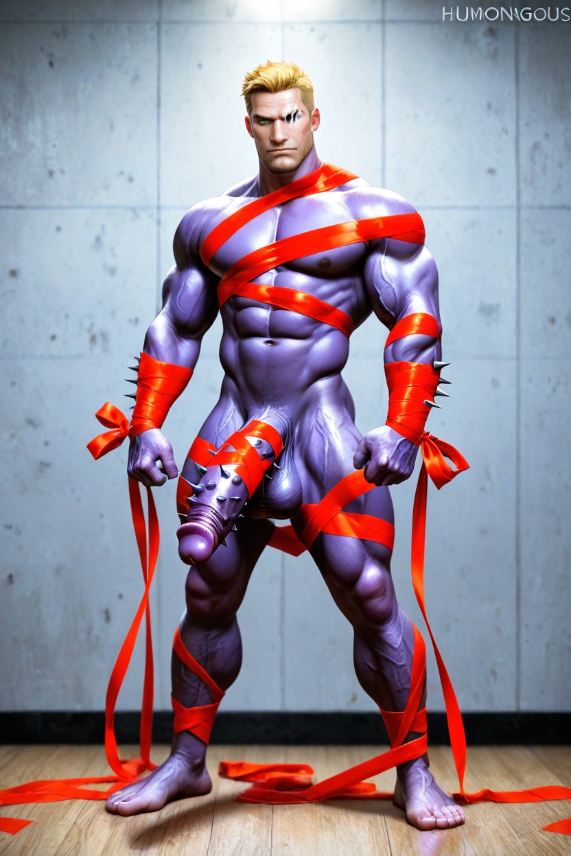 Ribbon Wrapped Around Dick, ボディより大きいペニス, Barbed Cock ゲイAIポルノ