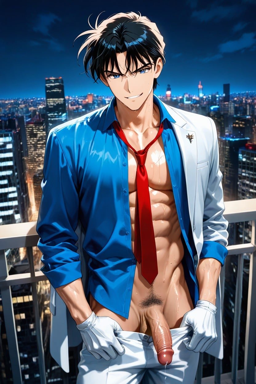 Sweaty, Hands On The Railing, Face Smirking ゲイAIポルノ