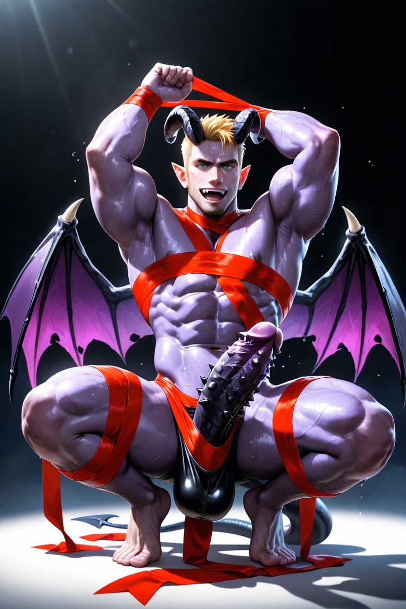 Barbs Along Shaft, Massive Penis Bulge, Purple Wings AI Gay Porn