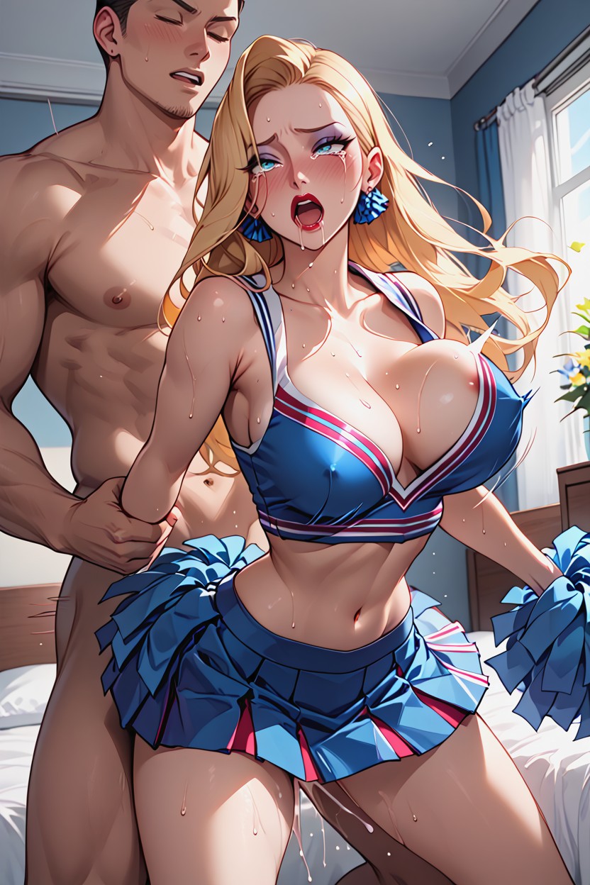 Day, Movement Lines, Blue Cheerleader Skirt Hentai AI Porn