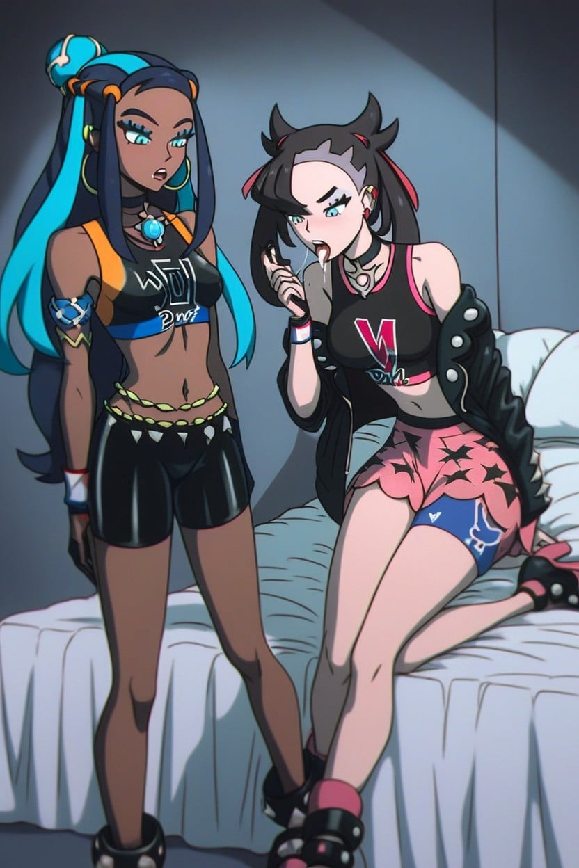 Lesbian, Spit Kink, Cum Dripping From Tongue Hentai AI Porn